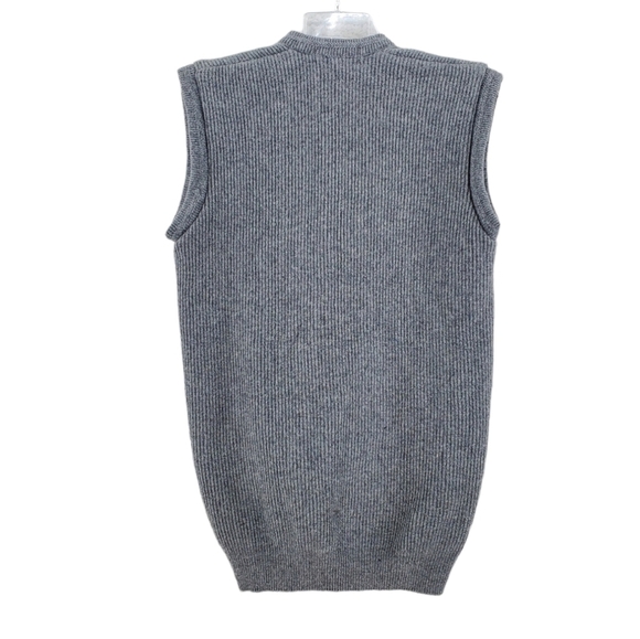 Vtg 90s Y2K Preppy Dad Sweater Vest Pullover Gray V-Neck Mens 40 Super Angoora - Picture 2 of 9